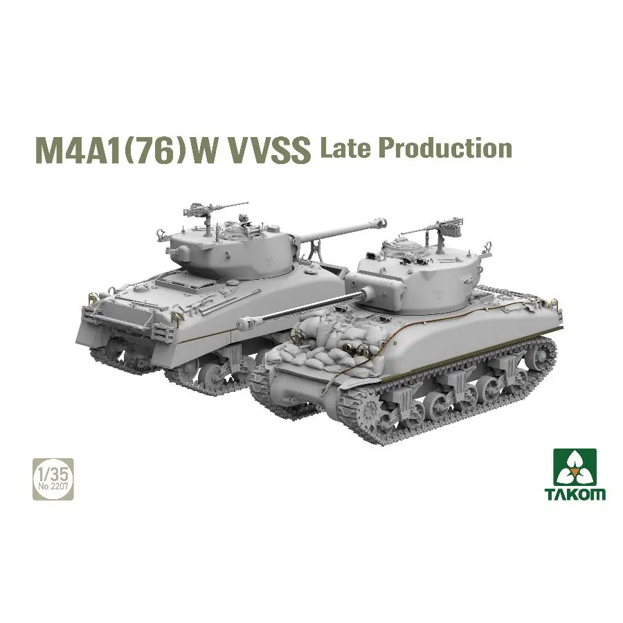 TAKOM 2207 1/35 M4A1 76(W) VVSS 후기 생산 탱크 군용 조립 모델 키트