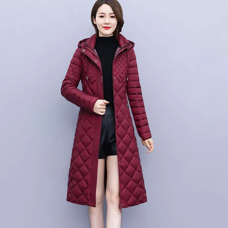 New Cotton-Padded Women Light Down Cotton Coat Long Autumn Winter Jacket Supersize Female Detachable Hooded Parker Overcoat 7XL