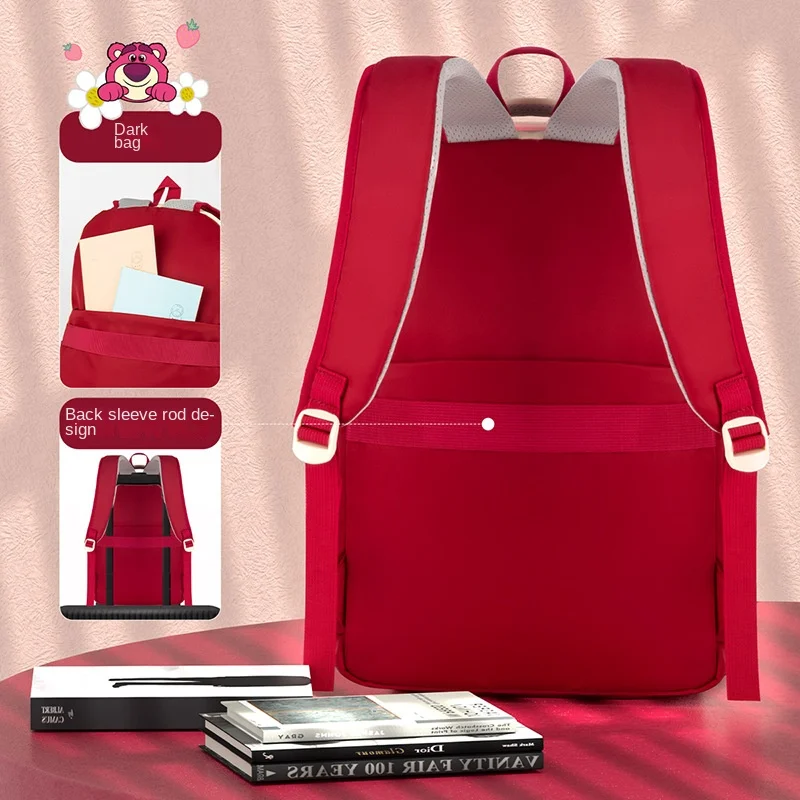 Disney Girl Fashion School Bag Lotso Grade 3-6 Middle High Student Shoulder Orthopedic Backpack Large Capacity Light Mochilas