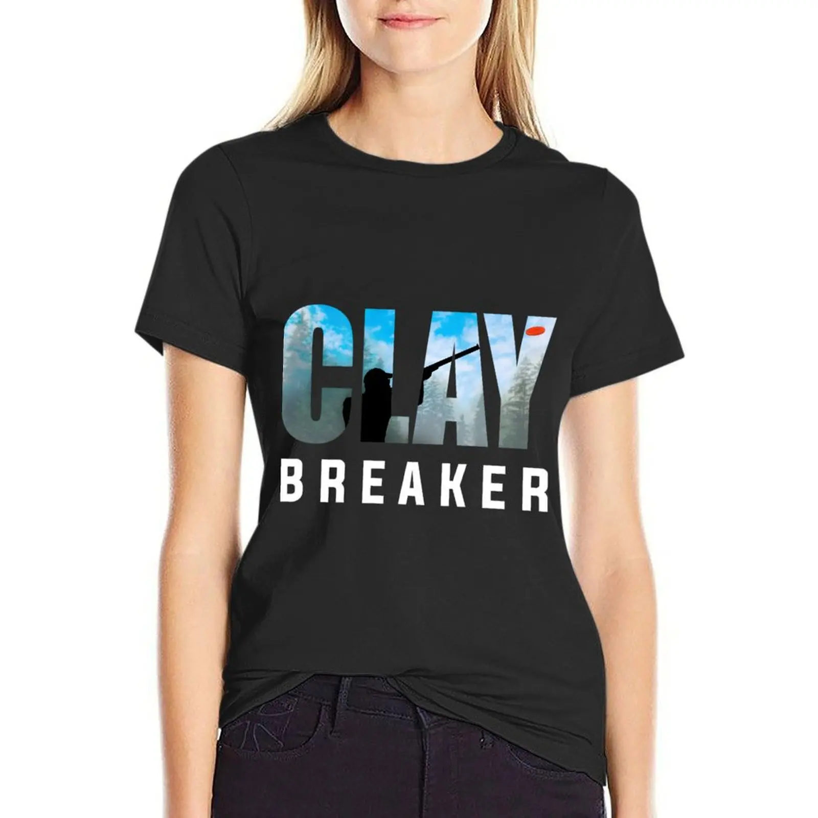 

Clay Breaker - Clay Pigeon Shooting Shot Gun Skeet Trap Target \t \t \t\t T-Shirt plain blacks woman t shirt
