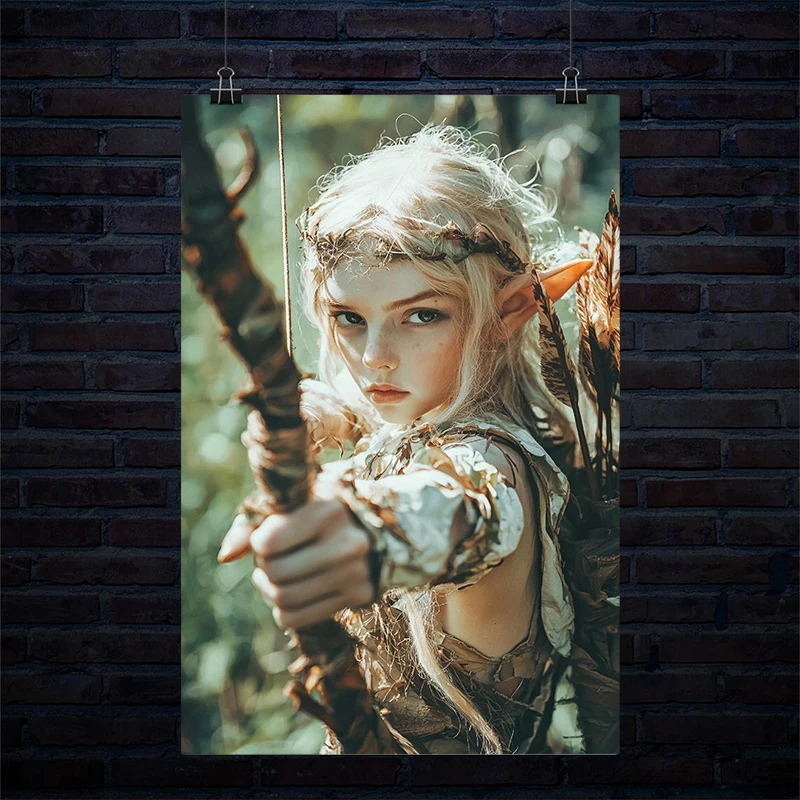 1 Piece Canvas Painting, Archery Elf, stunning elf poster, living room bedroom bar wall hanging, wall decoration, ornament, Chri