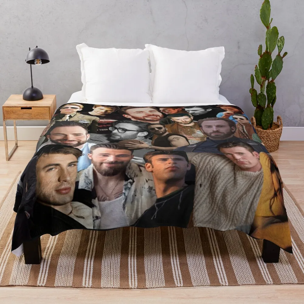 

Chris Evans collage Throw Blanket halloween Stuffeds wednesday cosplay anime Blankets