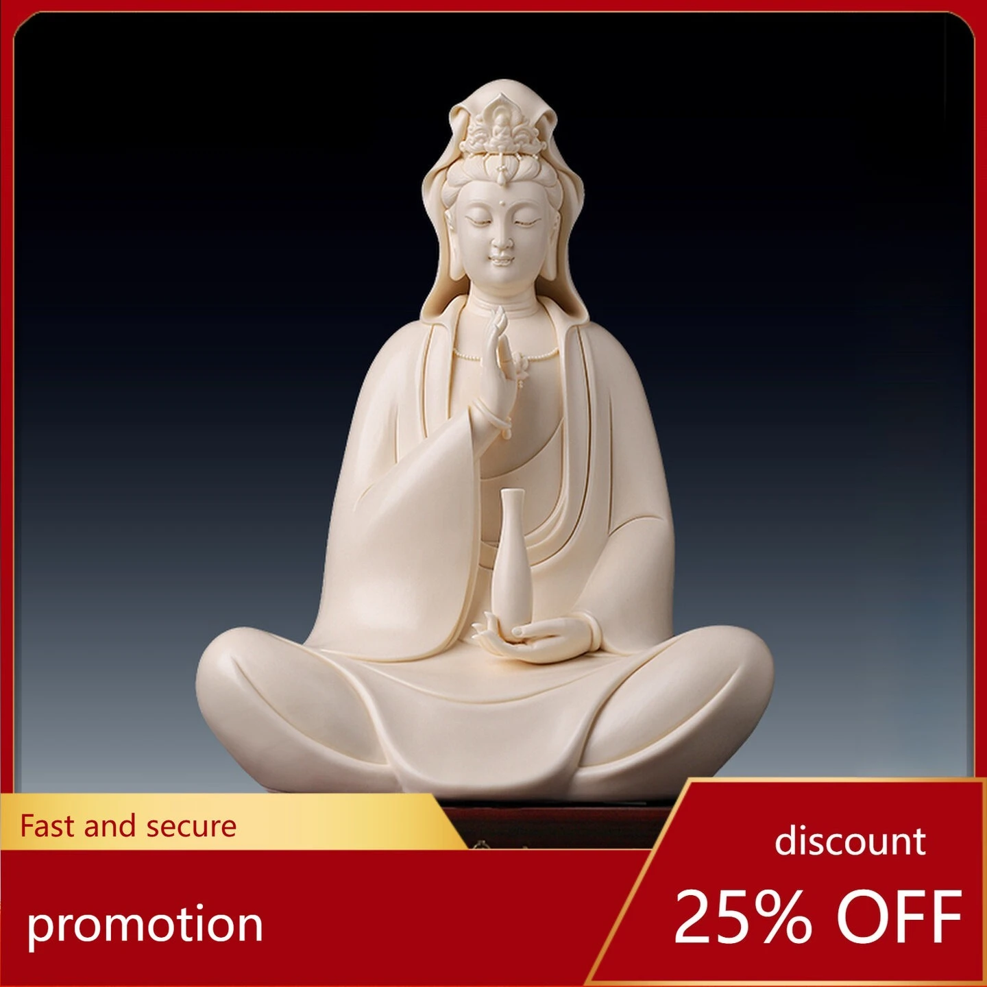 Cz pure bottle guanyin yellow guanyin bodhisattva statue master lin jianping ceramic buddha statue ornaments