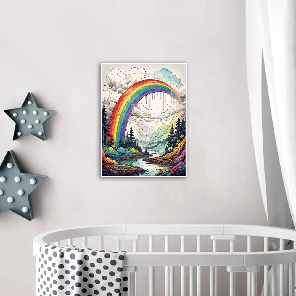 5D DIY Diamond Painting Kit Diamond Embroidery Cross Stitch Cartoon Rainbow Landscape Home Decoration Arts Diamond Art Painting