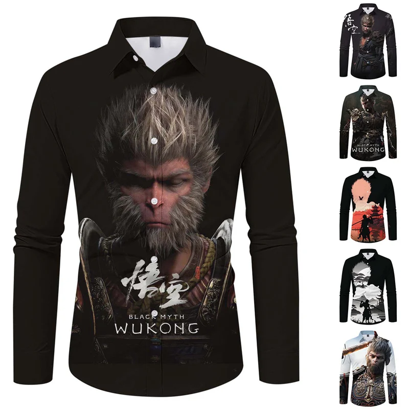 

Dark Goku Game Hot Sale Men Shirts Casual Fashion Street Men Tops Monkey Goku Men Women Long Sleeve Shirts 2024