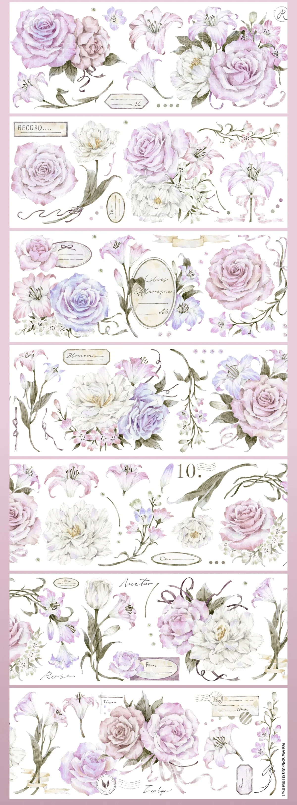 Imagem -02 - Fita Pet Floral Washi Shell Lustre Cores Pastel Rosa Lua