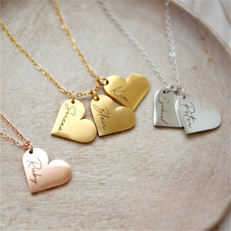 

Custom Name Necklace Heart Charm Personalized Gifts for Women Necklace for Mom Mothers Handmade Jewelry