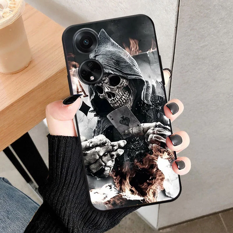 For OPPO A38 A78 4G Cases Shockproof Black Soft Silicone Print Phone Case For OPPO A78 A98 5G Cover CPH2483 Coque CPH2565 Funda