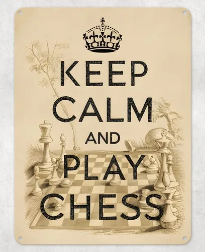 Keep Calm and Play Chess Metal Poster Wall Tin Sign Man Cave Shed Home Plaque --Tin Sign
