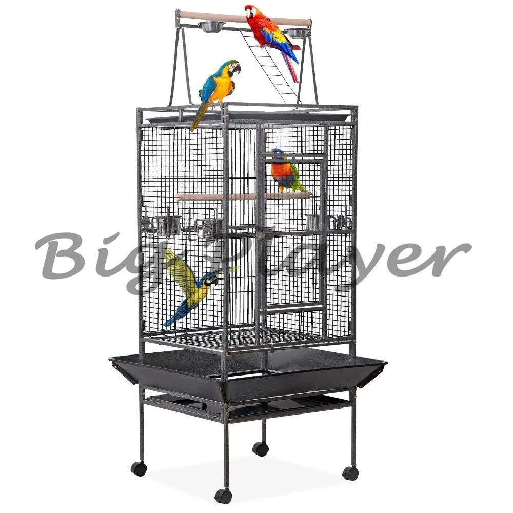 Stainless Steel Heavy Duty Aviary - Large Portable Bird Cage for Parrots Canaries and Outdoor Use