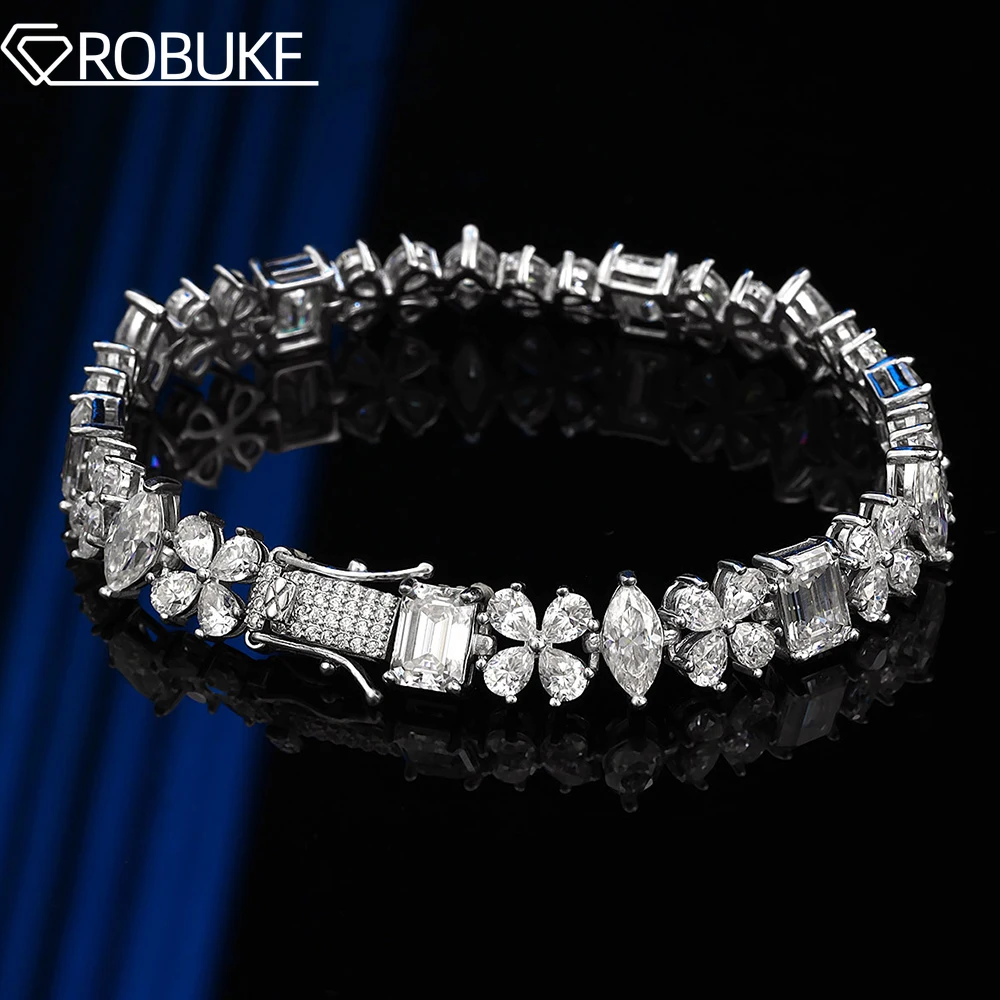 

Marquise/Pear/Emerald Cut Full Moissanite Diamond Tennis Bracelets for Women S925 Silver Wedding Birthday Gifts With Certificate