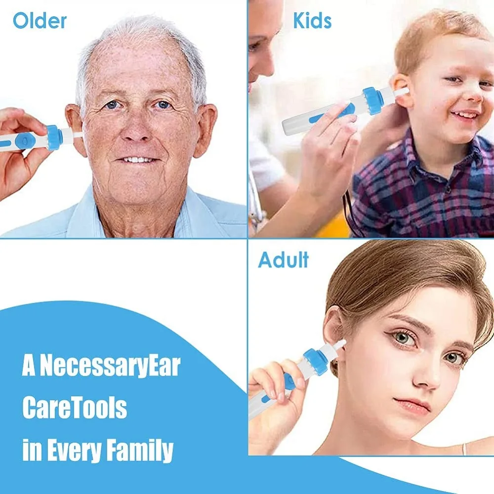 Electric Ear Cordless Safe Vibration Painless Ear Cleaner Silicon Ear Spoon Tool Set Ear Wax Removal Tool for Adults & Children