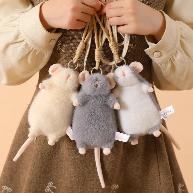 

Милая плюшевая игрушка-мышь, мягкая пушистая серая плюшевая кукла-крыса, кавайная плюшевая мышка, брелок для сумки, декор для дома, подарок на день рождения