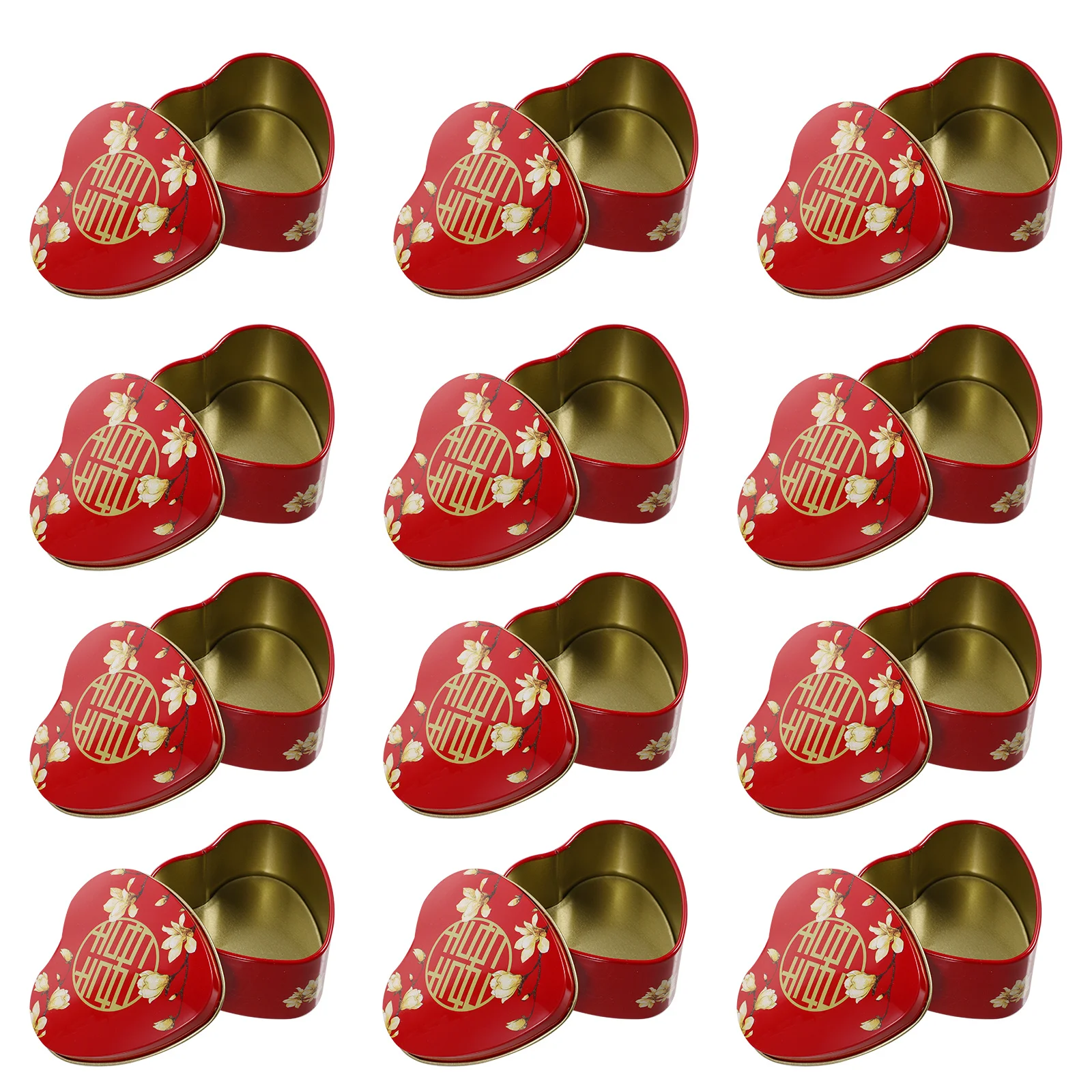 

12Pcs Candy Tin Heart Boxes Wedding Favor Boxes Heart Shaped Candy Container Wedding Gift Box Tinplate Gift Box