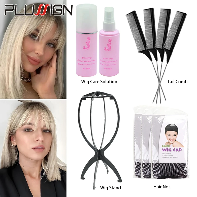 4 teile/satz Friseur Werkzeuge Salon verwenden Perücke Pflege flüssige Spray Perücke Display Stand halter Perücke Kappe Haarnetz Schwanz Kamm Bürste Perücke Zubehör