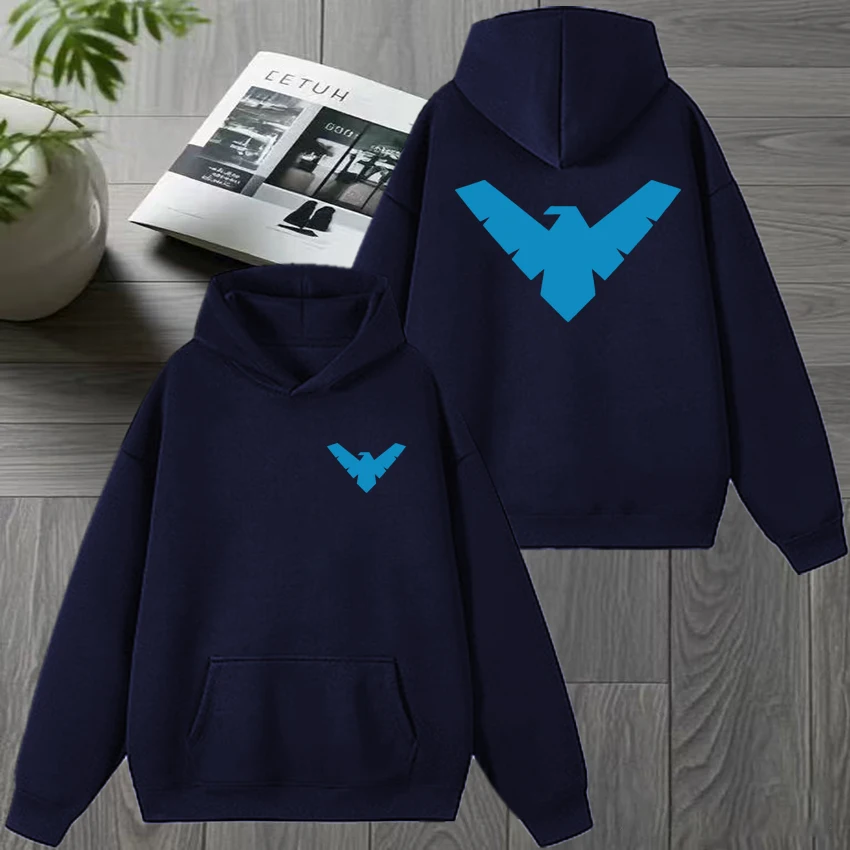 2025 Neuer Persönlicher Nightwing-Druck Herbst-Winter-Hoodie für Männer und Frauen, Harajuku Cartoon Fleece-Sweatshirt, Unisex Fleece-Pullover – Detail 6