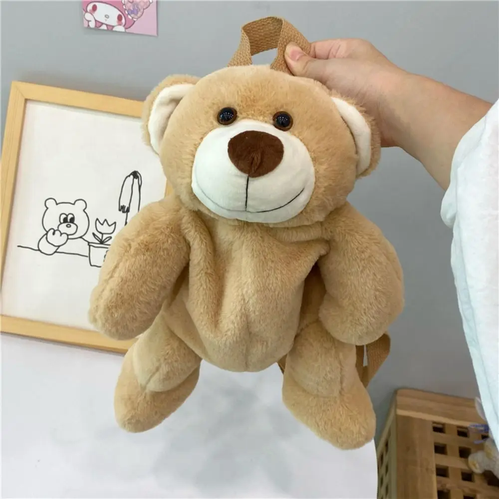 Creative Plush Toy Cartoon Bear Backpack Doll Plush Children School Bag Dog Large Capacity Animal Shoulder Bag Lady