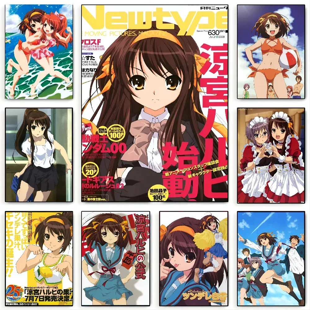 1PC Die Melancholie der Haruhi Suzumiya Poster Papier Druck Hause Wohnzimmer Schlafzimmer Eingang Bar Restaurant Cafe Kunst Malerei
