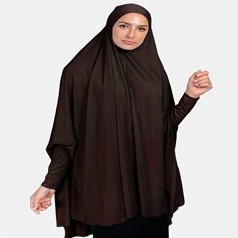 Fashion Solid Color with Headscarf Elastic Solid Color Shawl Wrap Head One-piece Shawl