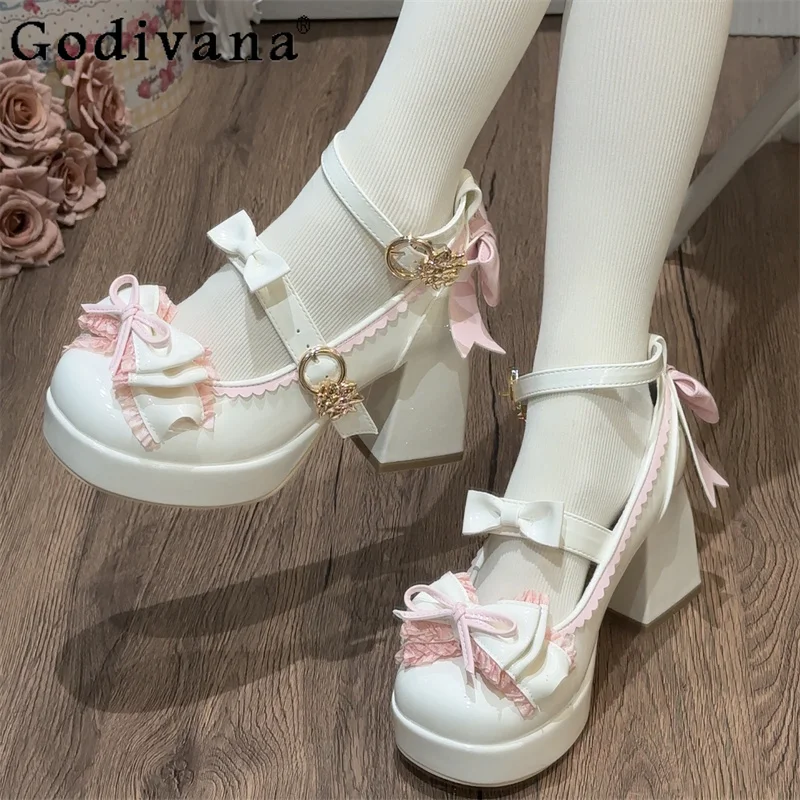

Middle Heel Original Lolita Shoes Women Round Head Platform Lolita Elegant Shoes Girls Summer Princess Cute Pink Shoes