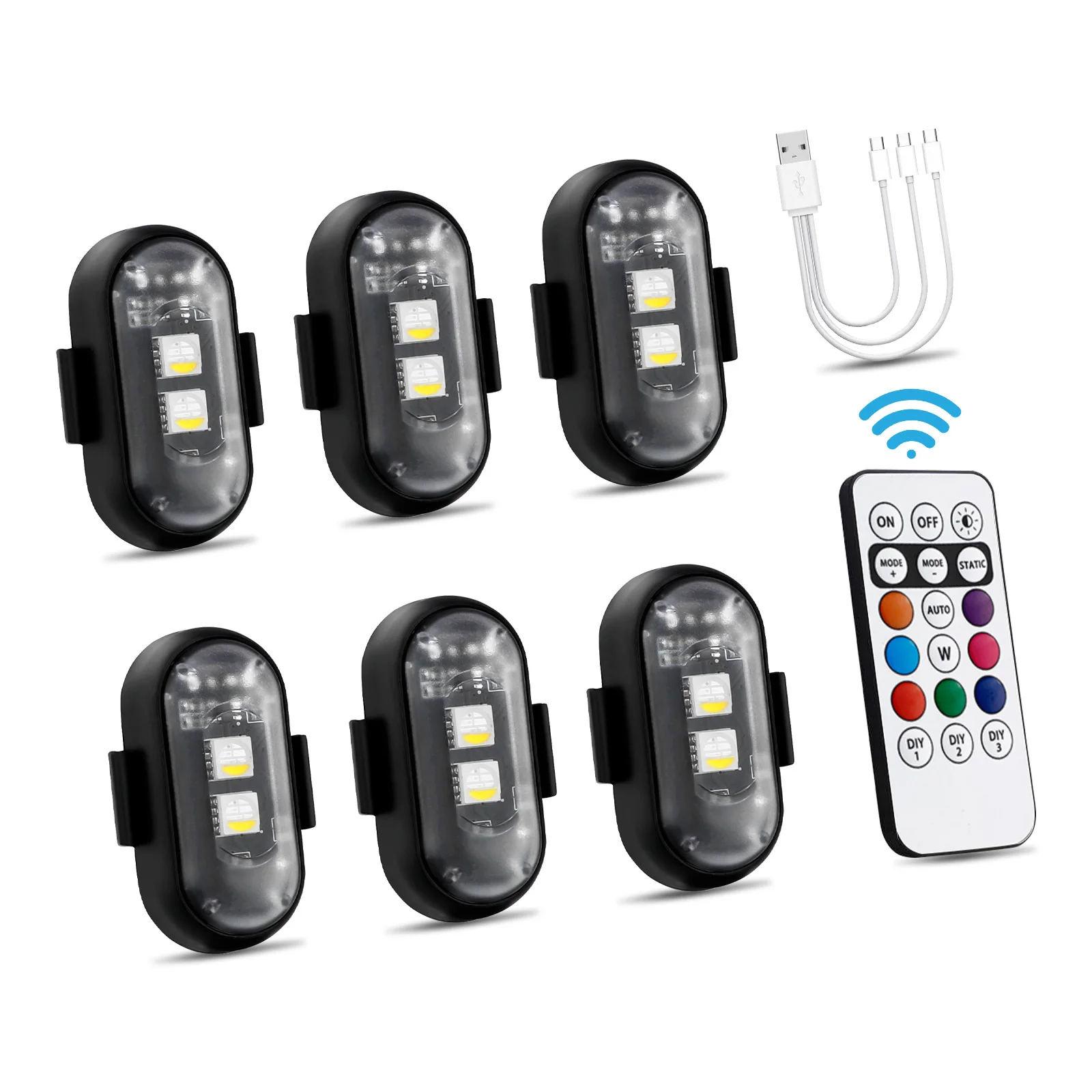 

Беспроводные светодиодные стробоскопы с дистанционным управлением, аварийное предупреждение о столкновении, мигающий мини-свет RGB для автомобилей, грузовиков, мотоциклов