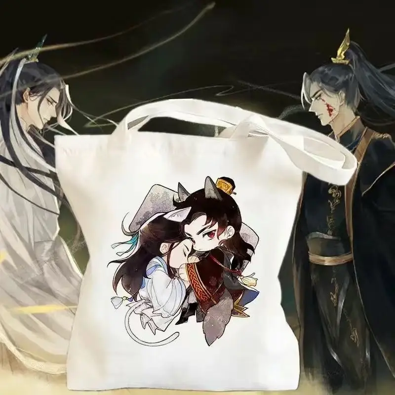 Bolsa de lona "Erha e seu mestre do gato branco" para estudantes, sacola de grande capacidade "Mo Ran Chu Wan Ning", alto nível de aparência
