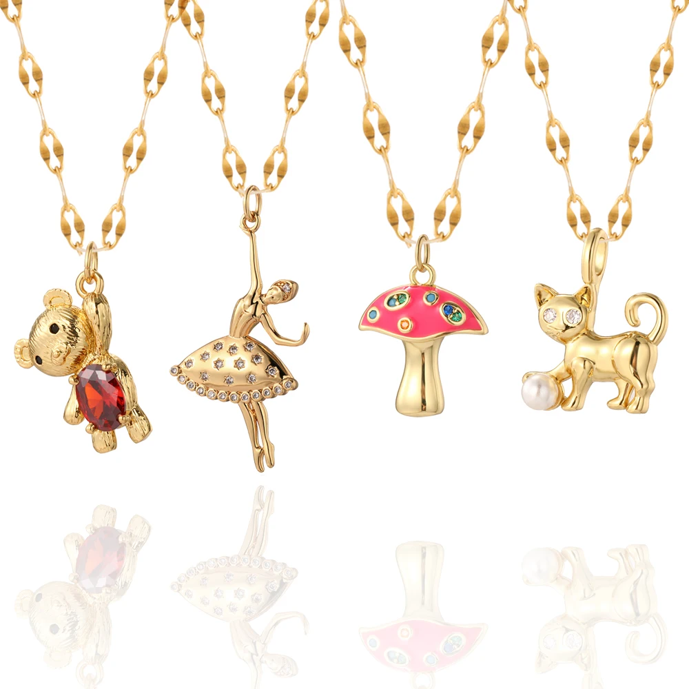 MonDroSe Halskette mit Katzen-Tanz-Mushroom-Design: Ein zeitloser Schmuck für moderne Frauen