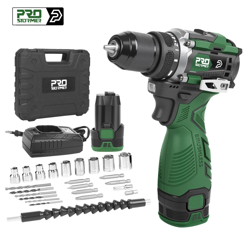 17 В аккумуляторная бесщеточная электрическая дрель, 2-скоростная коробка для формирования воздуха, литиевая батарея для металлообработки, электроинструменты от PROSTORMER 17 В аккумуляторная бесщеточная электрическая дрель, 2-скоростная коробка для формирования воздуха, литиевая батарея для металлообработки, электроинструменты от PROSTORMER