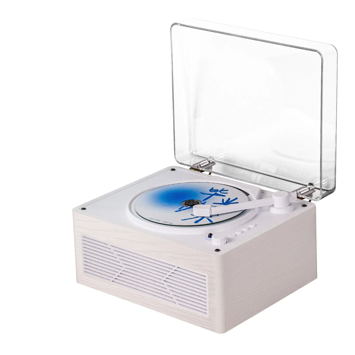 M530 Brown and White Wood Grain Vintage CD Player with Album Disc Playback Mobile/Speaker Playback Creative Design