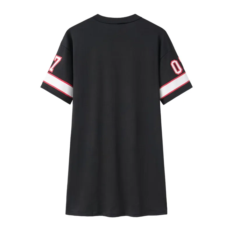 2025 New Fashion V-Neck Queen Letters Print Dress Short Sleeve Basketball Sporty Style Sexy Loose Female Clothing Streetwear - Image 6