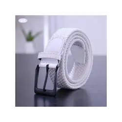 2024 Design White New Casual Stretch Woven Black Buckle Belt Tide Men Pin Canvas Elastic Ladies Jeans Waist 105cm Luxury Popular