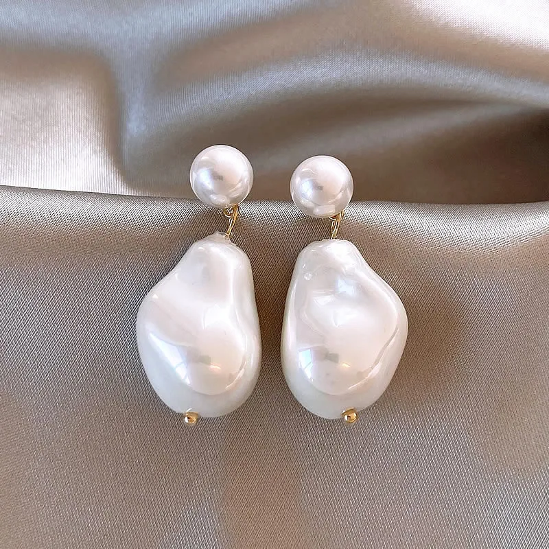 Simple Irregular Imitation Baroque Pearl Earrings for Women Fashion Individuality Daily Accessory Party Jewelry Birthday Gifts