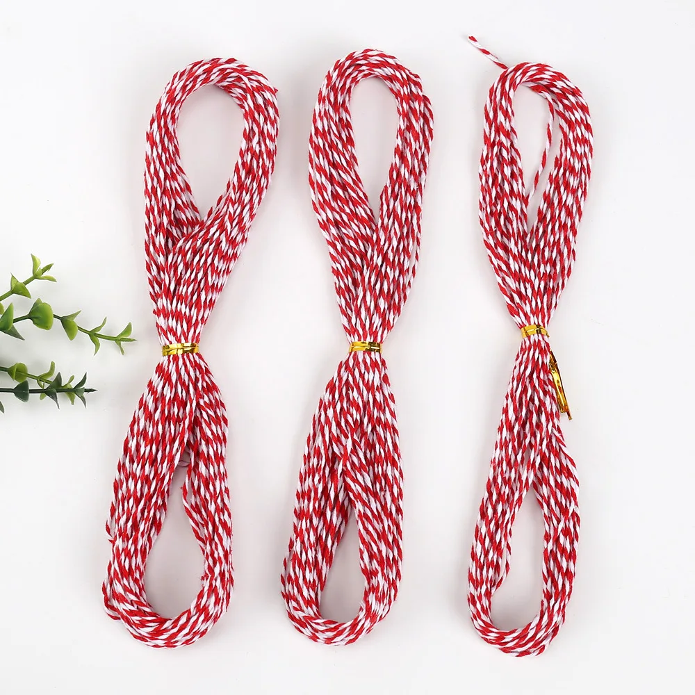 10-20m Jute Rope Cotton Strings Red White Twisted Cords Gift Bags Boxes Wrap Ribbon Wedding Birthday Christmas Party Supplies