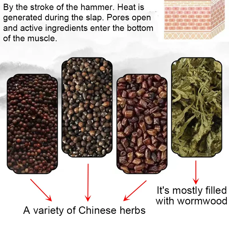 Pure Mugwort Leaf Filling Handmade Massage Hammer Moxibustion Tool Fill Chinese Herbs Acupoint Meridians Moxa Therapy Health