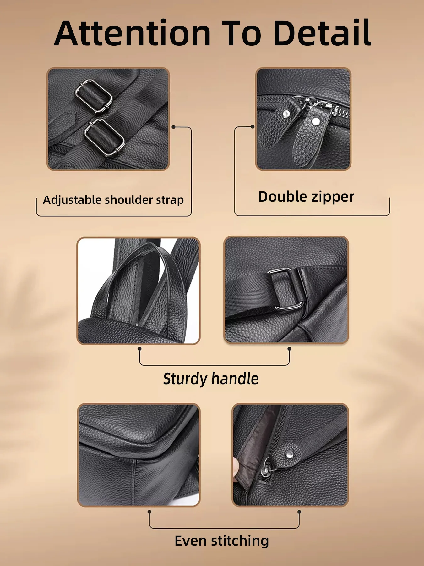 NASVA Echtes Leder Mode Damen Rucksack Neue Kopf Schicht Rindsleder Kleine Schulter Tasche Student Schul Täglichen – Detail 8