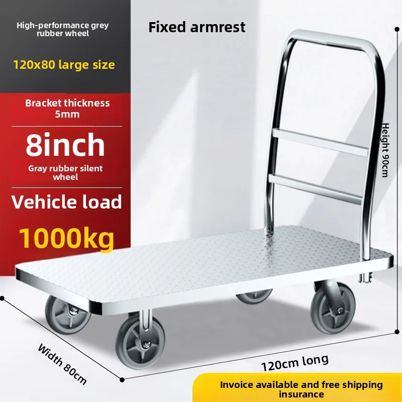 YIGE Trolley Flatbed Truck Moving Car Trailer Pulling Cargo Foldable Steel Plate Car Trolley