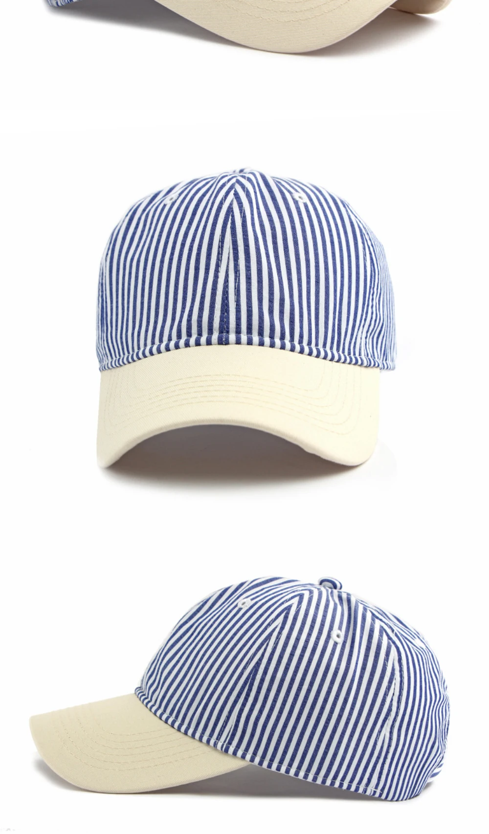HT5087 Unisex Baseballkappe 2026 Neue Frühling-Sommer Kollektion Weiche Sonnenkappe Gestreifter Baseballhut Verstellbare Snapback-Kappe – Detail 9