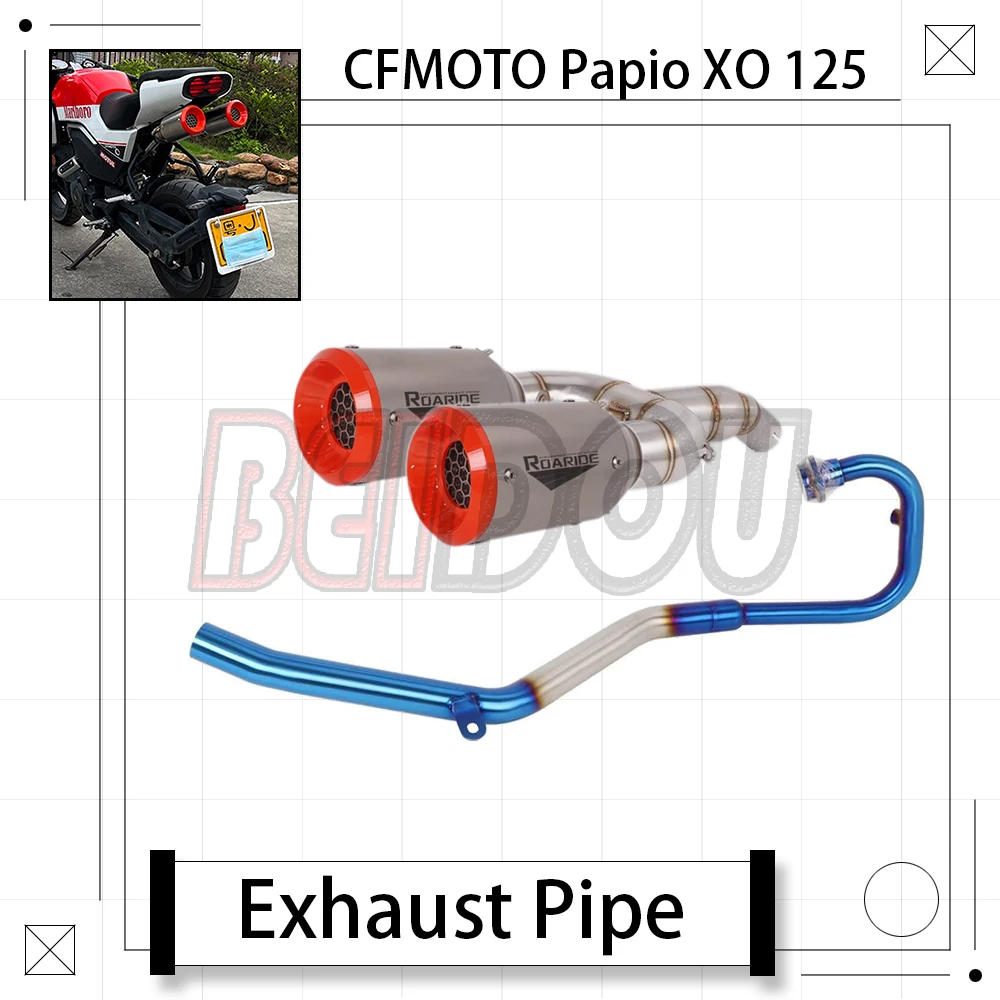 

For CFMOTO Papio XO 125 XO125 Motorcycle Modified Exhaust Pipe Mid-section Tail Exhaust Pipe Short Honeycomb Muffler