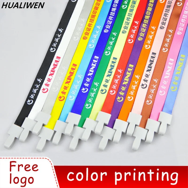 

5pcs Custom Logo Printing Lanyard Neckband Full Color Design Badge Clip Employee Card Clip Lanyard Office Supplies