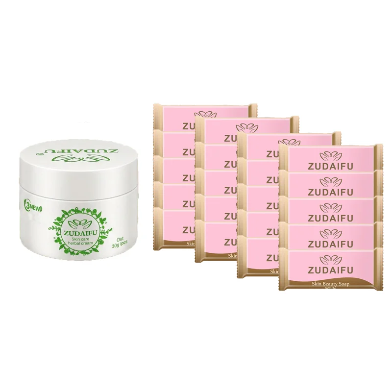 20Pcs ZUDAIFU 7g Sulfur Soap And 1Pc ZUDAIFU 30g Body Care Cream Travel Soap Kit Deep Clean Moisturizing Body Skin Care