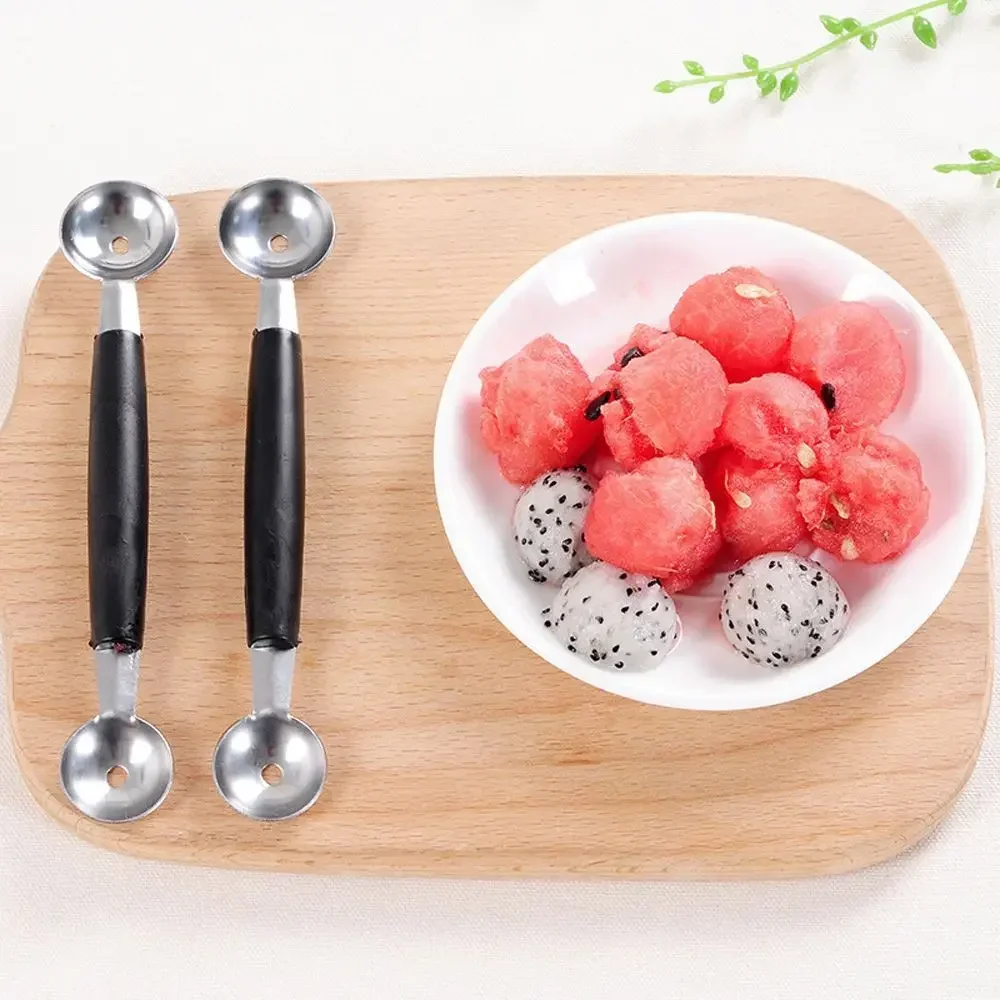 2in1 Dual-head Fruit Ball Carving Knife Kiwi Fruit Waterlemon Scoop Melon Digger Fruit Jar Mashed Potato Baller Ice Cream Spoon