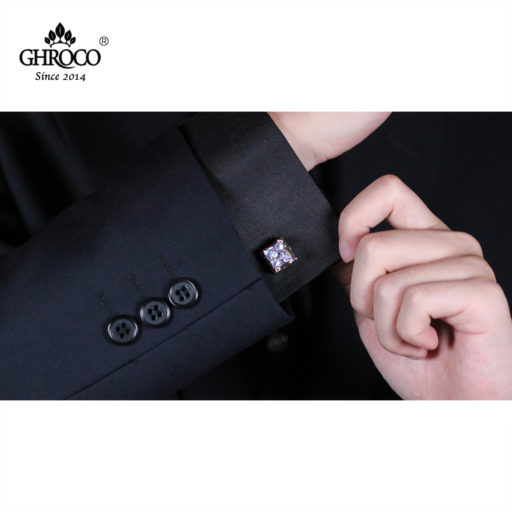 GHROCO High-Quality Exquisite Square Zircon Classic French Shirt Cufflinks Fashion Luxury Gift for Business Men and Wedding