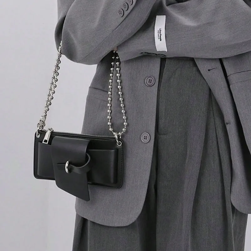 Perlenkette Damen PU Handy Umhängetasche für den täglichen Pendelverkehr Büroarbeit Einfarbige Umhängetasche Damen Geldbörsen – Detail 2