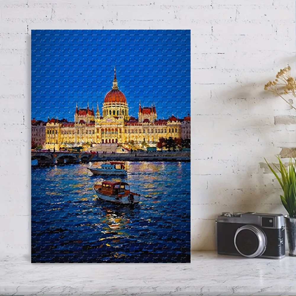 Rompecabezas de paisaje urbano de Budapest Hungría para adultos, 1000 Uds., grande, 20x28 pulgadas (50x70cm), reflejos del río Danube con Bui icónico