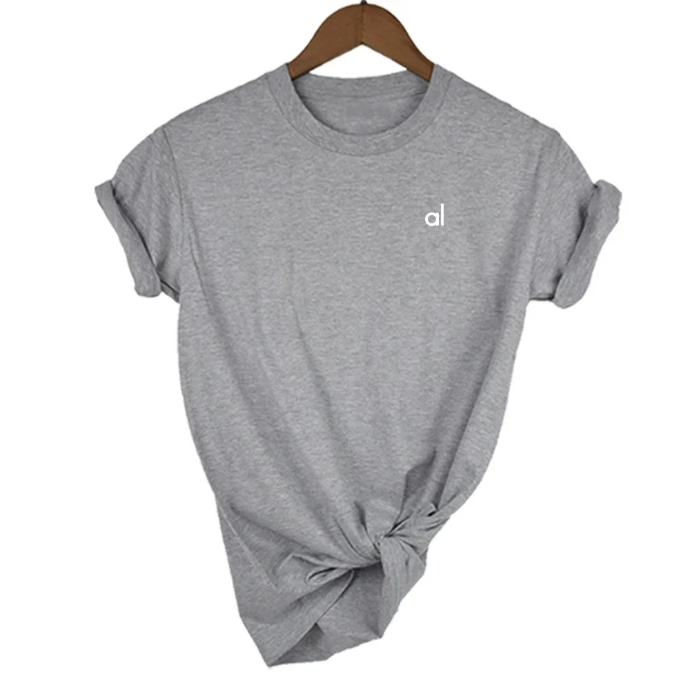 2025 AL الرياضة اليوغا المرأة تي شيرت قصير الأكمام القطن تيز عالية الجودة العلامة التجارية تي شيرت رياضة الركض Y2k بلايز الصيف الشارع الشهير #3