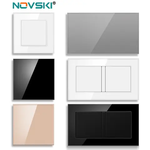 Placa de cobertura em branco com instalação placa de ferro 86mm * 86mm/146*86mm painel de vidro preto e branco ouro cinza prata