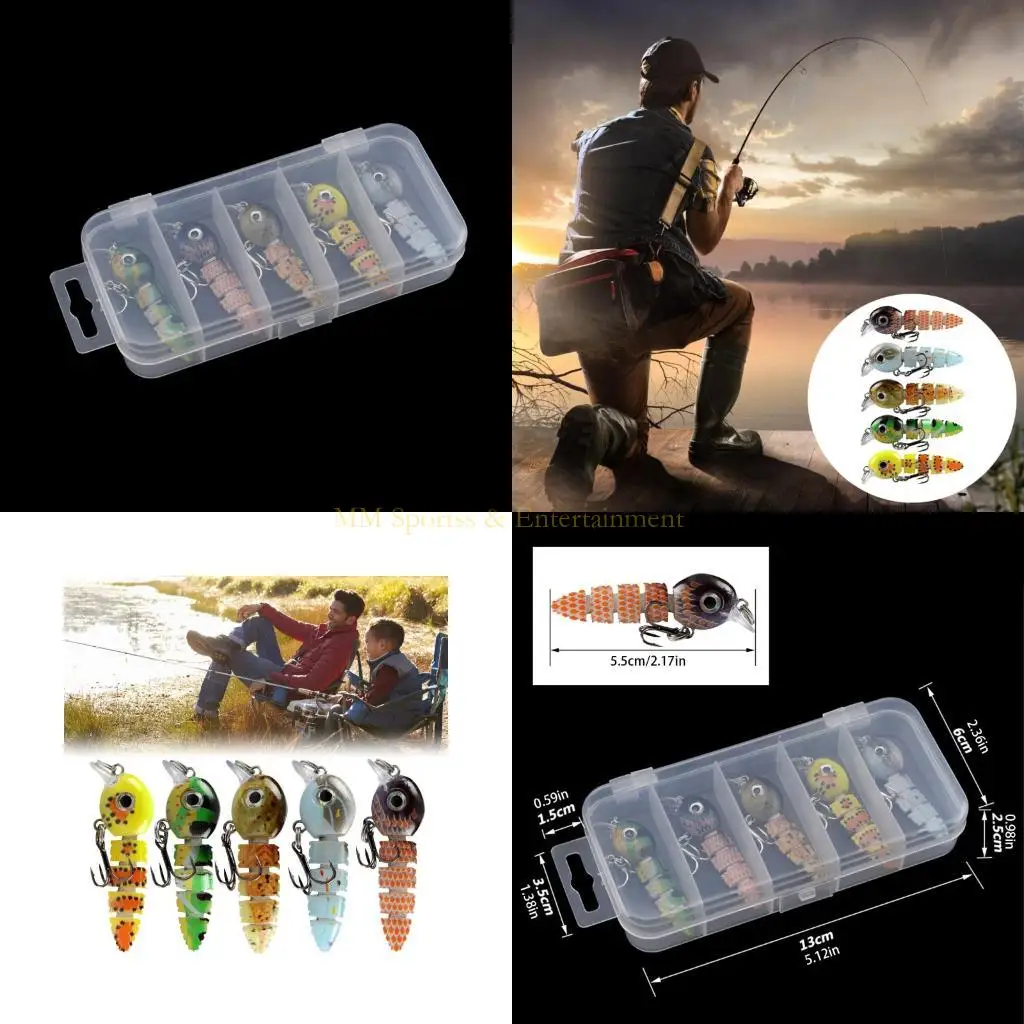 

31BE 5 Segment Artificial Hard Baits Multi Jointed Swimbaits Swimming Lures with Hook Saltwater Swimbait 5pcs