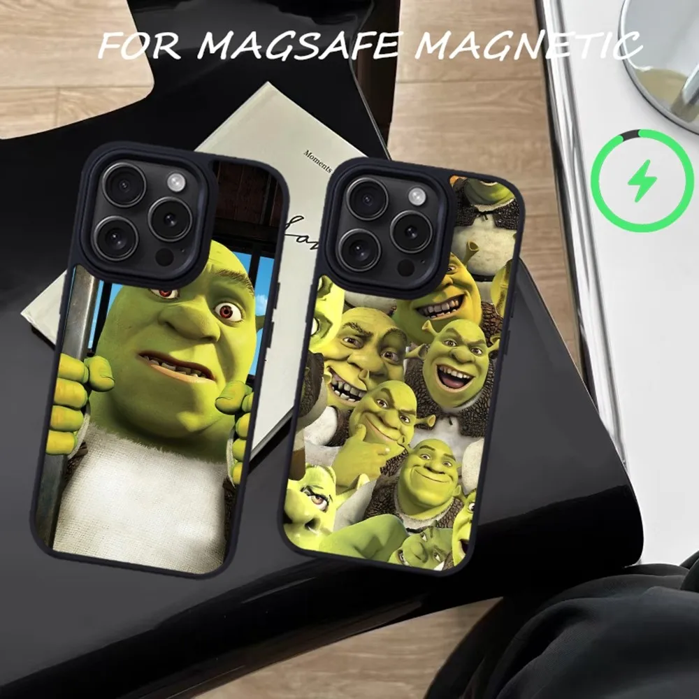 

Cartoon Funny S-Shrek Phone Case For iPhone 15 14 13 12 11 Pro Max Plus Magnetic for Macsafe Cases Cover