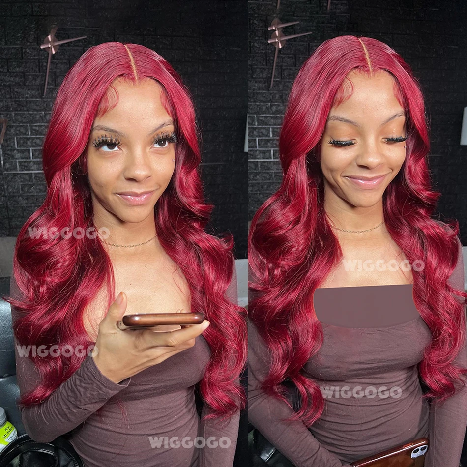 الجسم موجة بورجوندي 13X6 Hd الدانتيل أمامي باروكة من شعر طبيعي للنساء 13X4 الدانتيل الشفاف الجبهة قبل قطعها الباروكات الملونة 30 36 بوصة