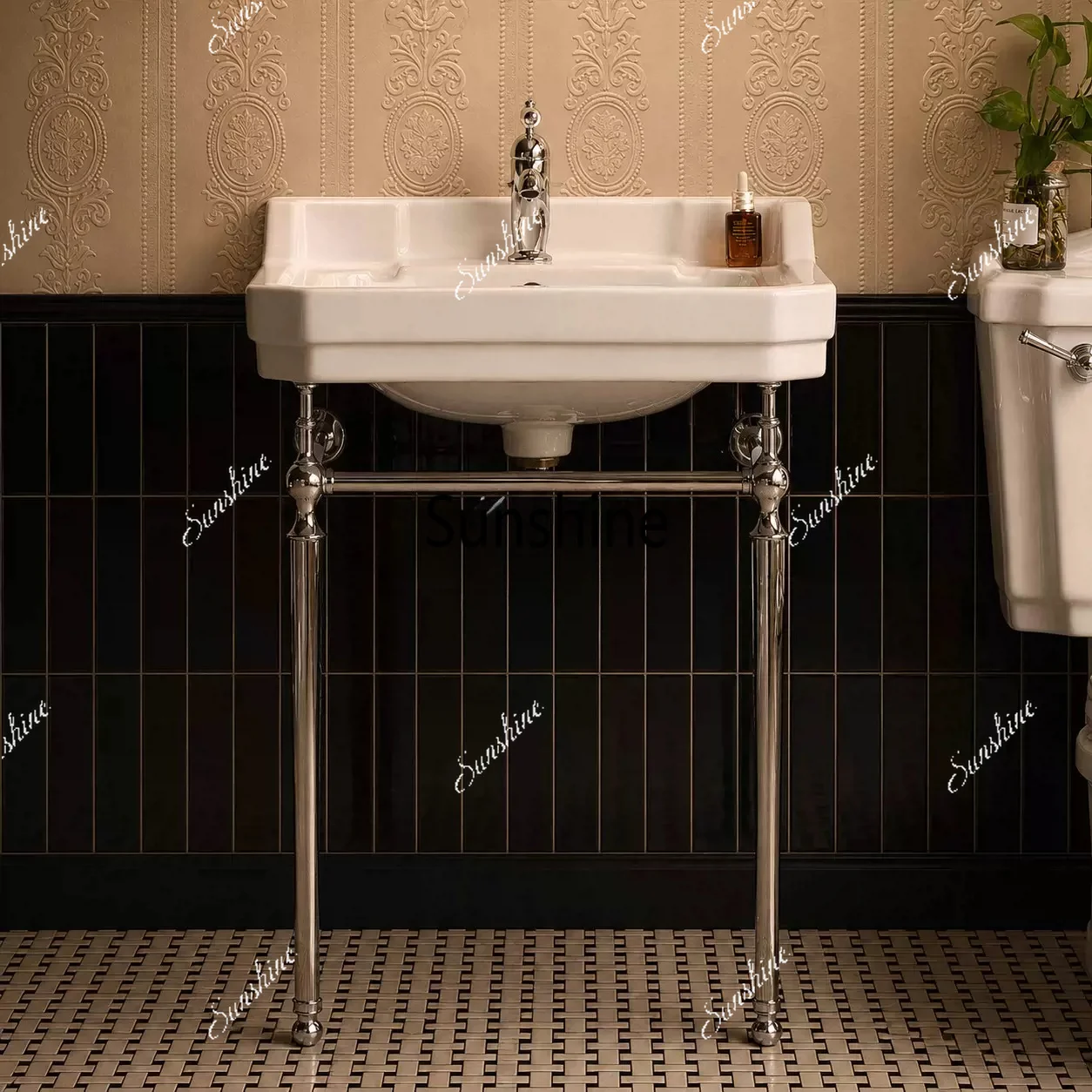 Modern retro style floor wash pool integrated ceramic basin